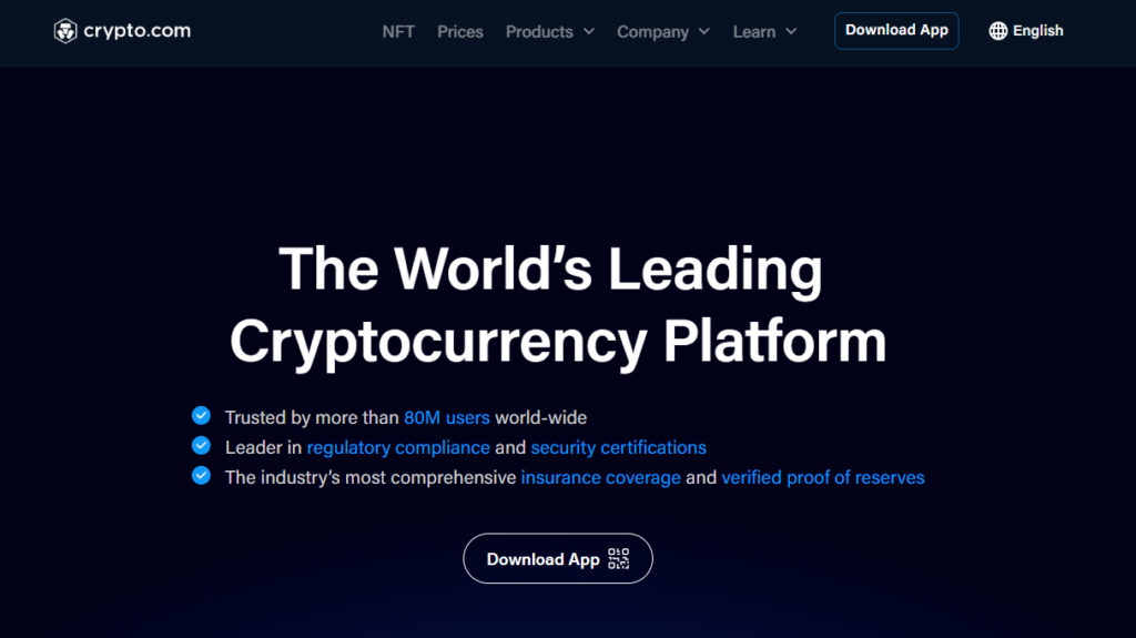 Crypto.comのトップ画面